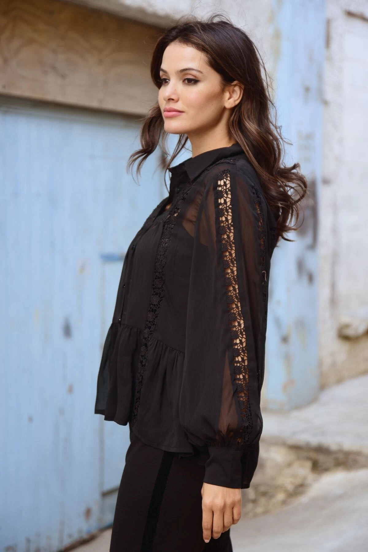 Lace To The Top Black Collared LS Blouse 4 Lace To The Top Black Collared LS Blouse - Image 2