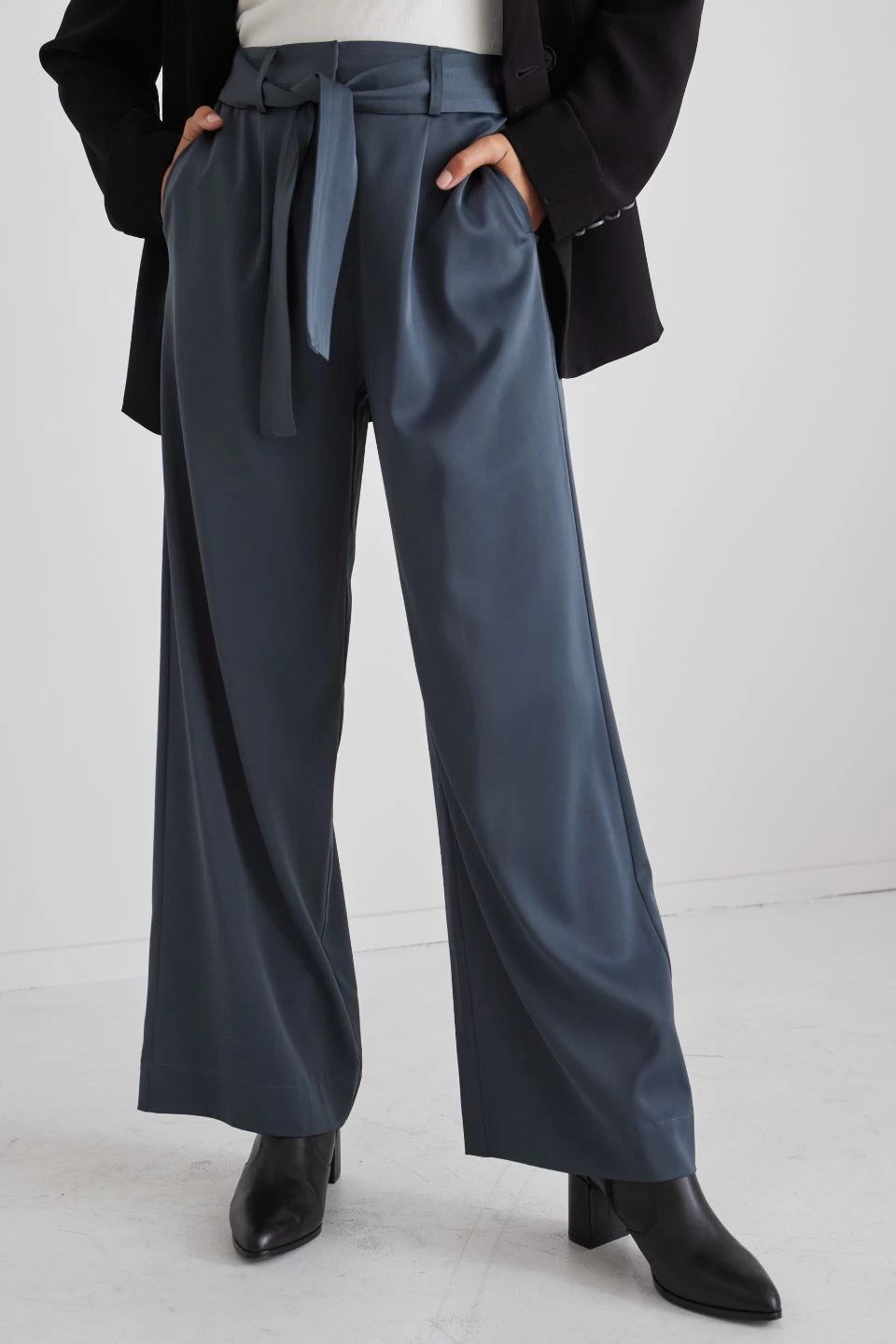 Seductive Petrol Satin Wide Leg Pant 4 Seductive Petrol Satin Wide Leg Pant - Image 2