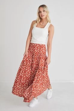Playful Copper Ditsy Elastic Back Tiered Maxi Skirt 10 Playful Copper Ditsy Elastic Back Tiered Maxi Skirt -Fashion Clothing Store 7C253209 14AE 4016 BD52 F6201F05529F 1 105 c