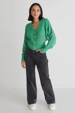 Mimi Bright Green Slouchy Knit Cardigan