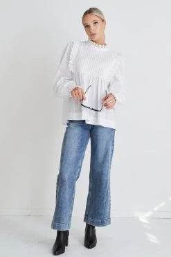 Opal White Voile Pleat Bodice High Neck Ls Top 10 Opal White Voile Pleat Bodice High Neck Ls Top -Fashion Clothing Store 8110EB59 82E4 4CDD 877D 0743167AA6CD 1 105 c