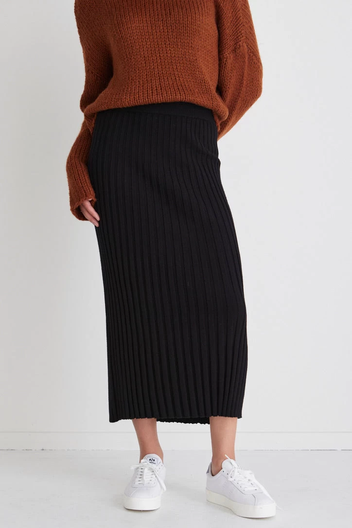 Lime Light Black Rib Knit Skirt 5 Lime Light Black Rib Knit Skirt - Image 3