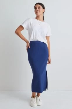 Possibility Indigo Blue Rib Knit Skirt -Fashion Clothing Store 88721364 2085 469D 977C 8519CA537993 1 105 c