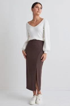 True Mocha Rib Midi Skirt -Fashion Clothing Store 8BFB942B 479A 45D5 83EB 426E696D6E28 1 105 c 1