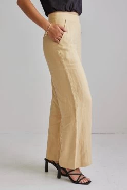 Freedom Dark Straw Flat Front Deep Waistband Wide Leg Linen Pant 8 Freedom Dark Straw Flat Front Deep Waistband Wide Leg Linen Pant -Fashion Clothing Store 8C297093 E8C0 4635 9D5C F001BB0F1B85 1 201 a