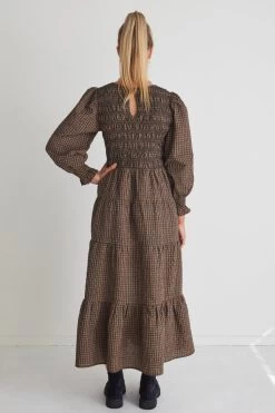 Piper Toffee Gingham Shirred Bodice Tiered Maxi Dress -Fashion Clothing Store 8F8F1AF1 1323 4DED B82C D04743DA634E 1 105 c