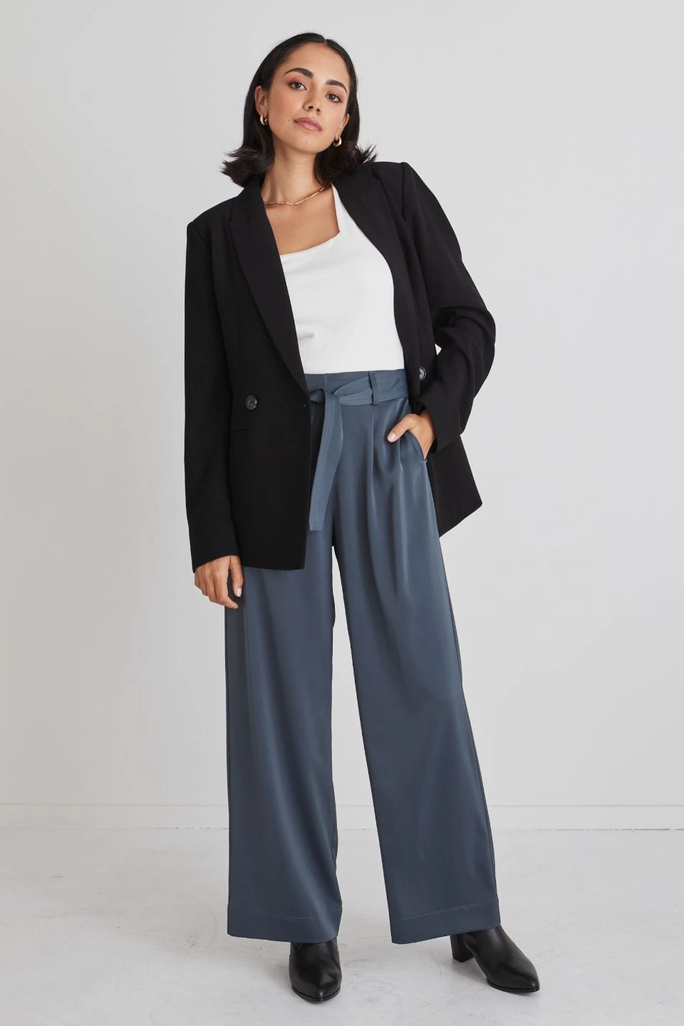 Seductive Petrol Satin Wide Leg Pant 3 Seductive Petrol Satin Wide Leg Pant