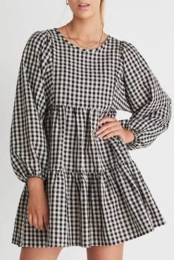 Norma Black Gingham Ls Babydoll Mini Dress -Fashion Clothing Store 95D2DEAB 95FB 4CD6 8602 5BC0A637F378 1 201 a