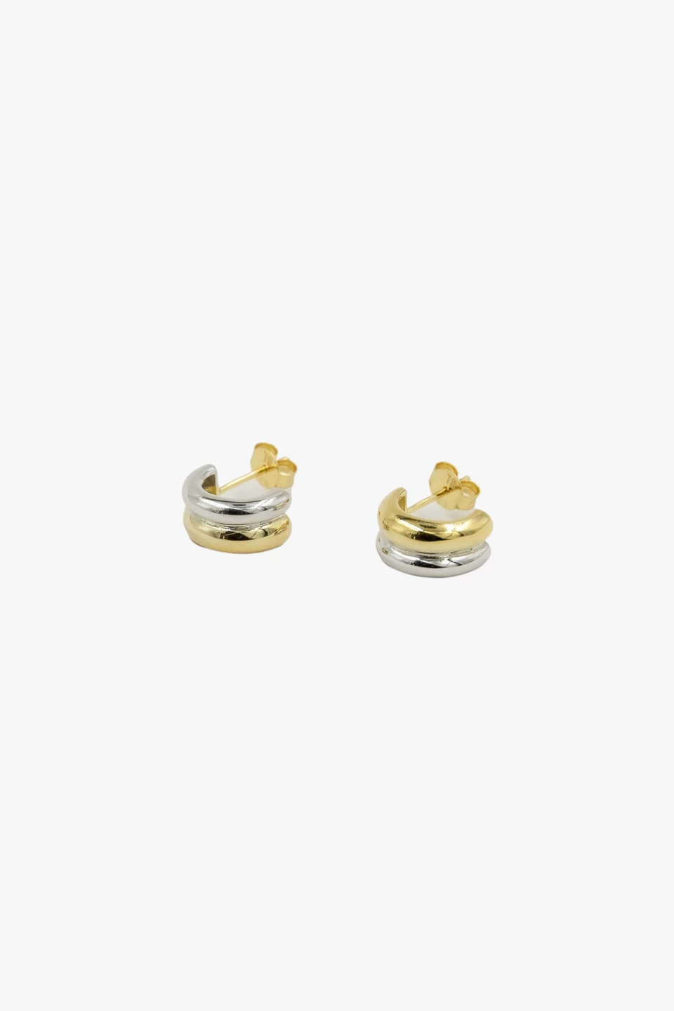 Two Tone 18k Gold Plated Curve Earrings 3 Two Tone 18k Gold Plated Curve Earrings