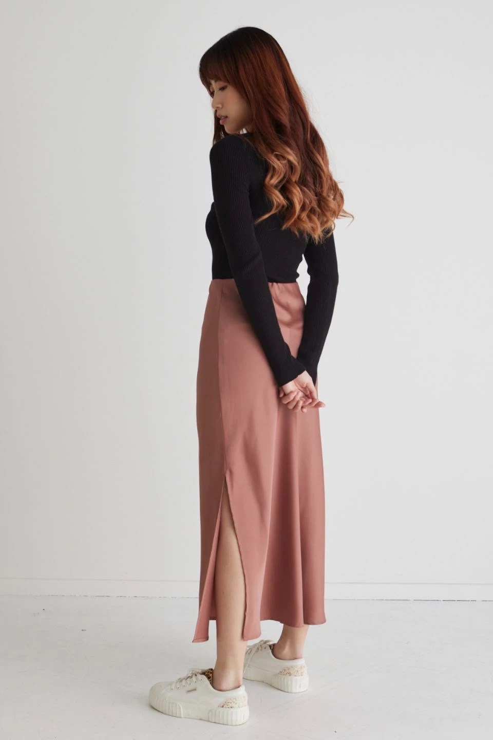 Serpentine Terracotta Satin Bias Cut Midi Skirt 6 Serpentine Terracotta Satin Bias Cut Midi Skirt - Image 4