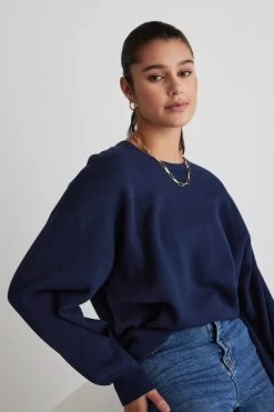 Carefree Navy Slouchy Puff Sleeve Knit -Fashion Clothing Store A2BDDC0C 64D6 4B10 8D86 82762808D063 1 105 c