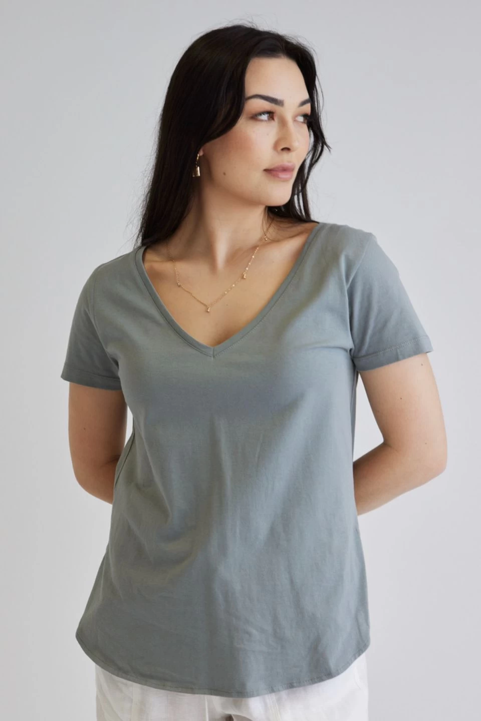 Respect Relaxed Seagrass V Neck Organic Tee 5 Respect Relaxed Seagrass V Neck Organic Tee - Image 3