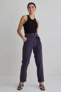 Pierre Navy Soft Viscose Tapered Leg Belted Pant 7 Pierre Navy Soft Viscose Tapered Leg Belted Pant -Fashion Clothing Store A5F35BF5 A900 47CF 99E3 83D2CC4F6C6C 1 105 c