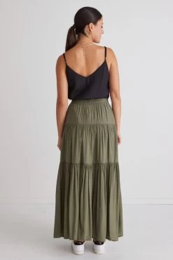 Sensational Moss Satin Tiered Drawstring Maxi Skirt 9 Sensational Moss Satin Tiered Drawstring Maxi Skirt -Fashion Clothing Store AE8CC430 0044 4B62 9FD3 3F676A321C97 1 201 a