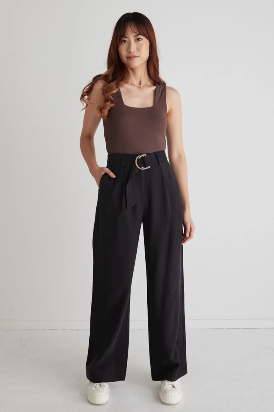 Fearless Black Pleat Front High Waist Belted Wide Leg Pant 3 Fearless Black Pleat Front High Waist Belted Wide Leg Pant
