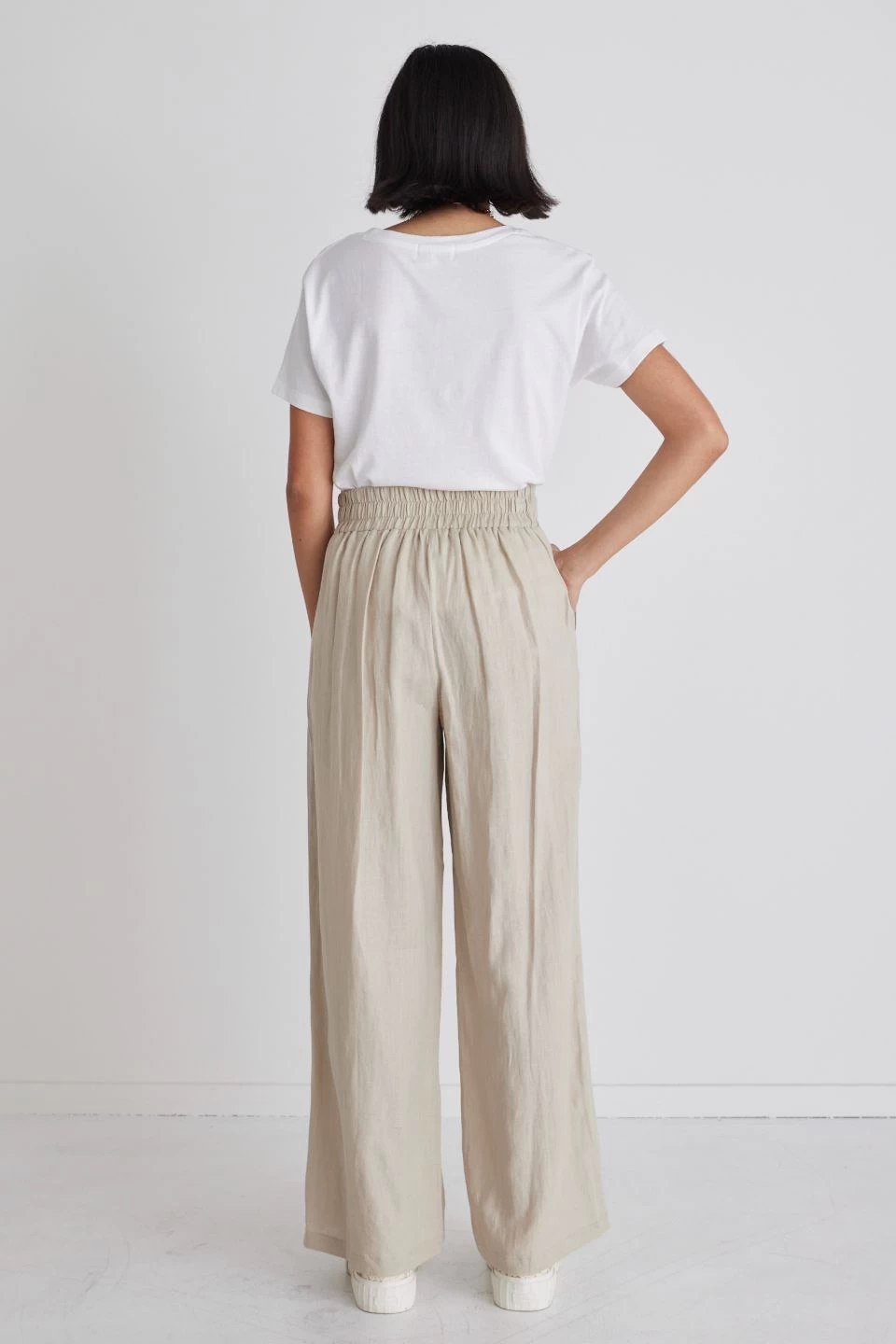 Guardian Stone Elastic Back Flat Pleat Front Wide Leg Linen Pant 8 Guardian Stone Elastic Back Flat Pleat Front Wide Leg Linen Pant - Image 6
