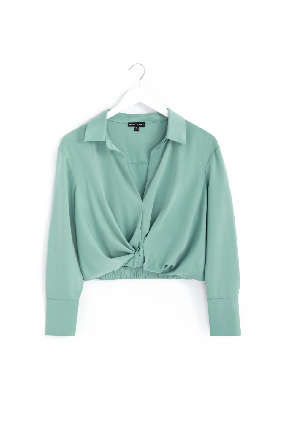 Amalfi Sage Satin Wrap Shirt 9 Amalfi Sage Satin Wrap Shirt - Image 7