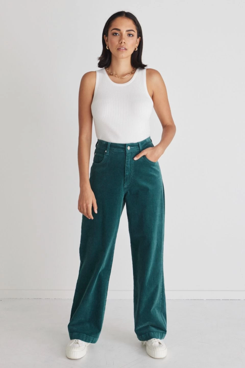 Karma Forest Cord High Waist Long Wide Leg Pant 3 Karma Forest Cord High Waist Long Wide Leg Pant