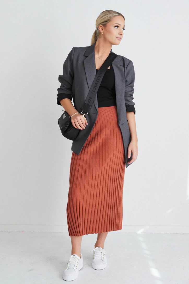 Lime Light Terracotta Rib Knit Skirt 5 Lime Light Terracotta Rib Knit Skirt - Image 3