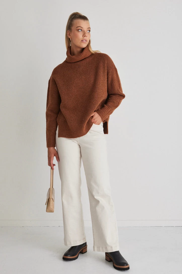 Zee Copper Roll Neck Chunky Knit Jumper 4 Zee Copper Roll Neck Chunky Knit Jumper - Image 2