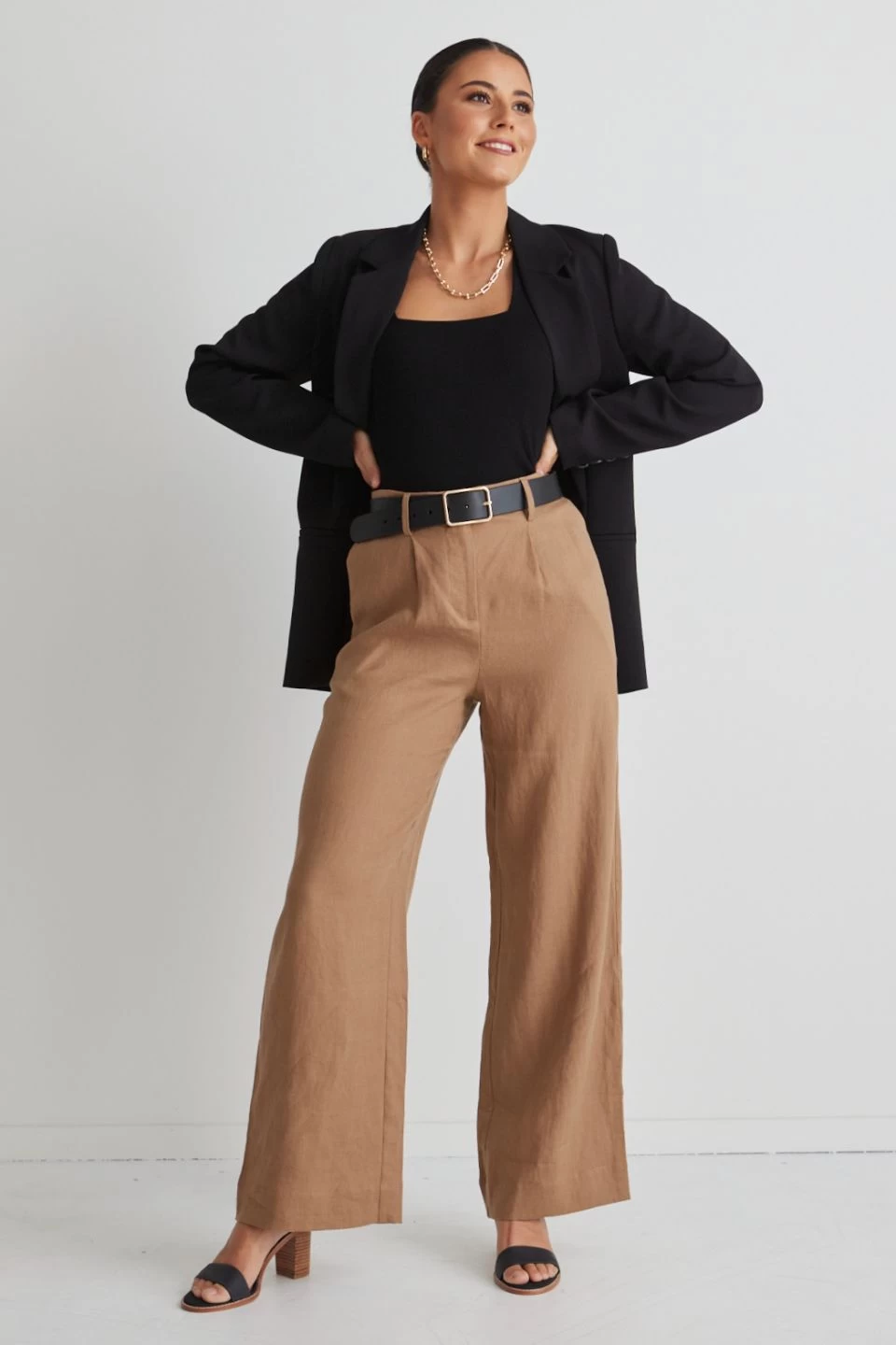 Island Mocha Linen Pleat Front Wide Leg Pant 2 Island Mocha Linen Pleat Front Wide Leg Pant