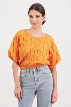 Matilda Tangerine Shirred Cotton Bubble SS Crop Top -Fashion Clothing Store BBE06C4A E3C2 45E4 BB33 9ECC23F5EC9B 1 201 a