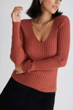 Desire Terracotta LS V Wide Rib Knit Top 8 Desire Terracotta LS V Wide Rib Knit Top -Fashion Clothing Store BFCC8883 2CFE 4AE4 A9E4 65B78C36C497 1 105 c