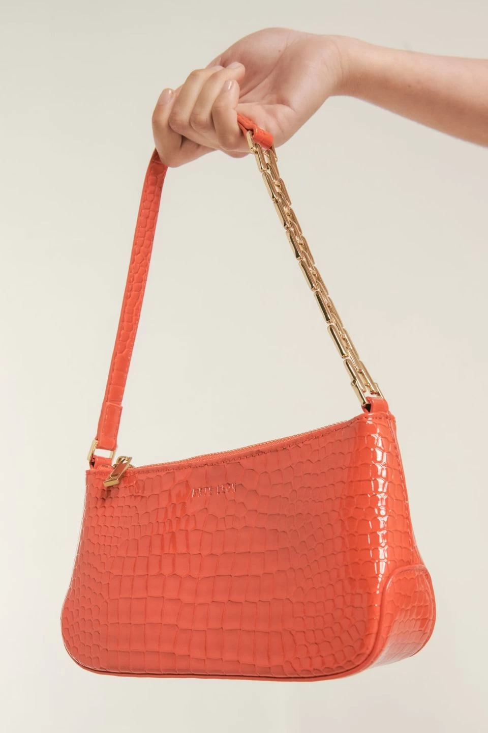 Small Samira Poppy Croc Gold Chain Strap Recycled PU Shoulder Bag 4 Small Samira Poppy Croc Gold Chain Strap Recycled PU Shoulder Bag - Image 2