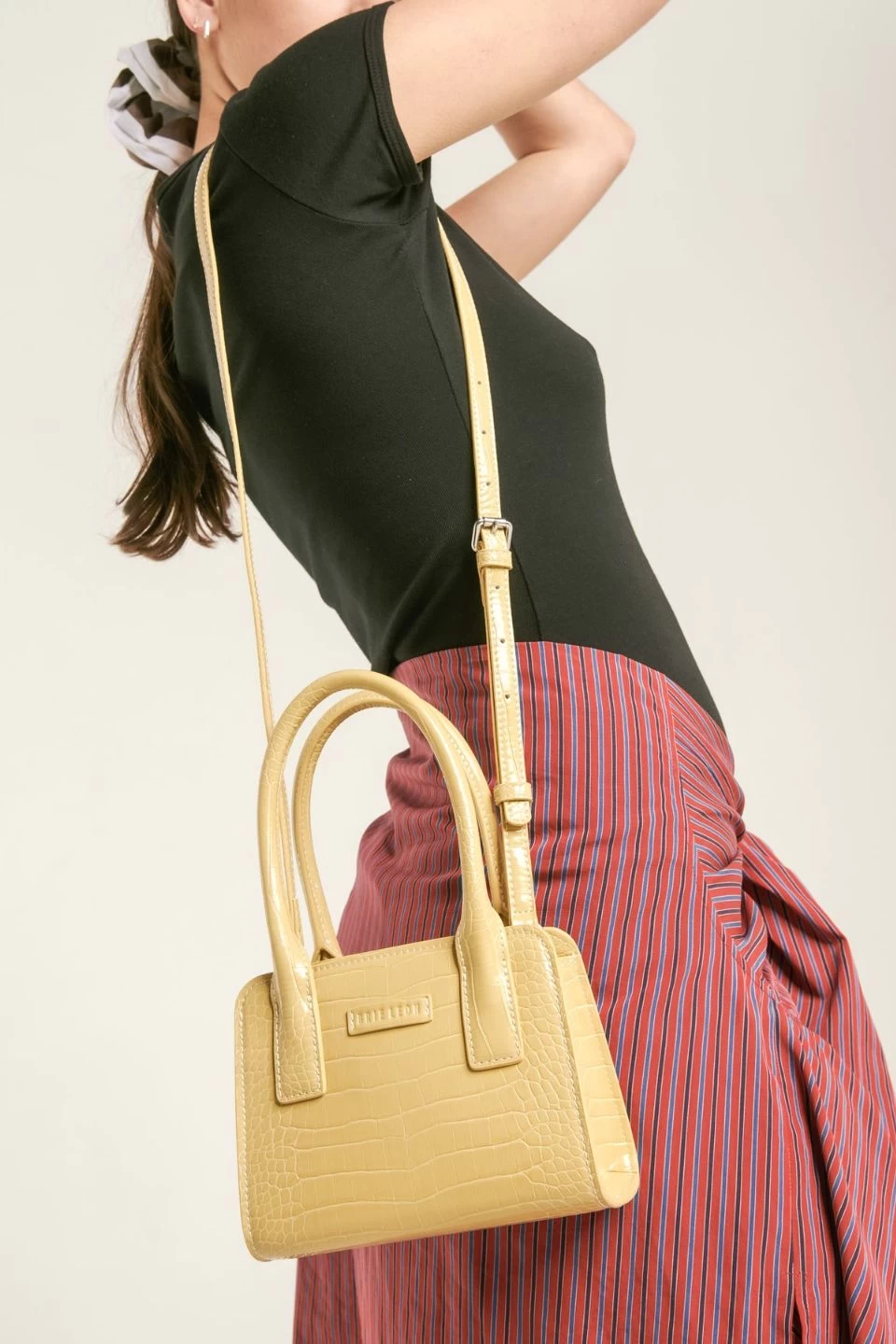 Paloma Buttermilk Croc Recycled PU Mini Tote Crossbody Bag 5 Paloma Buttermilk Croc Recycled PU Mini Tote Crossbody Bag - Image 3