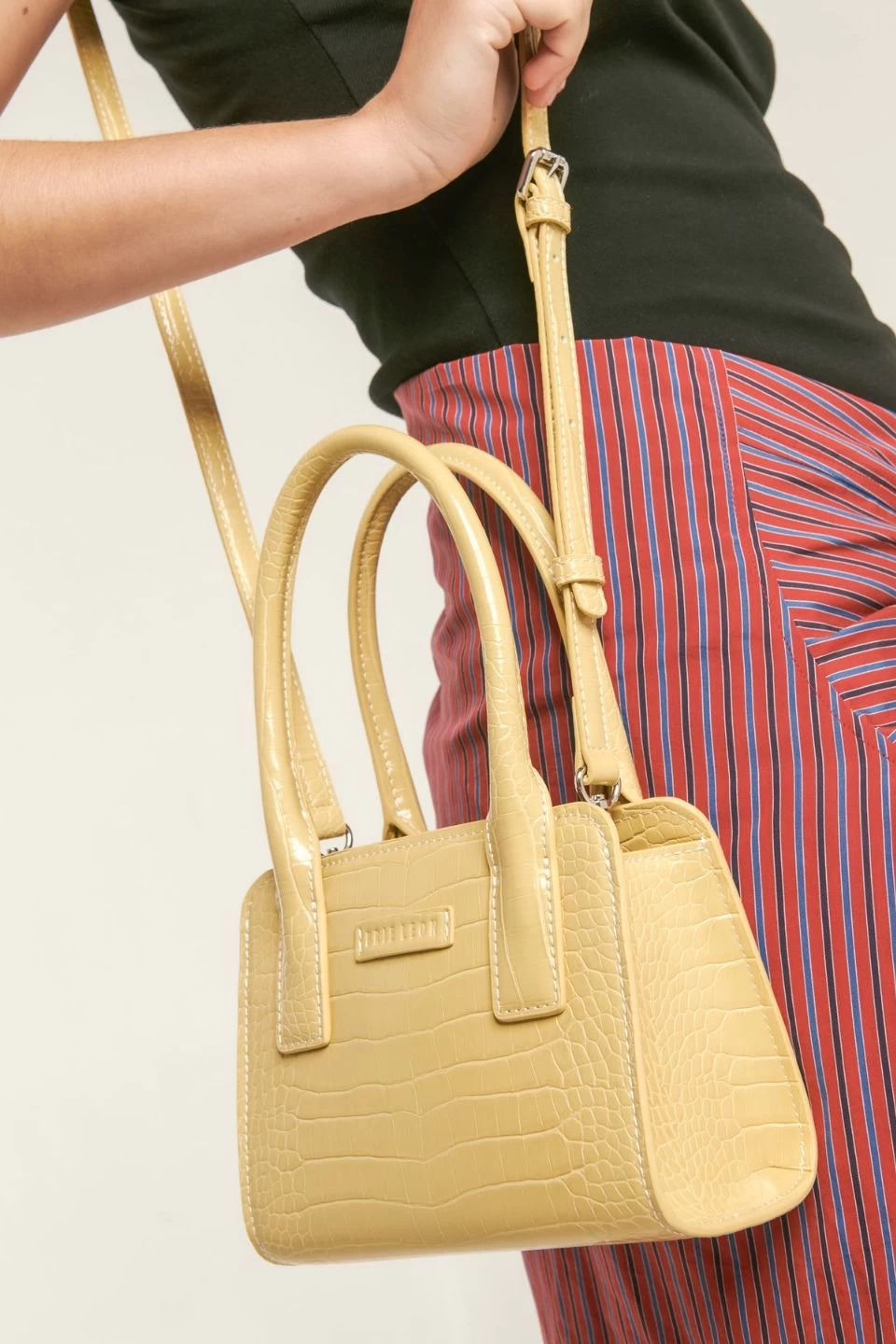 Paloma Buttermilk Croc Recycled PU Mini Tote Crossbody Bag 4 Paloma Buttermilk Croc Recycled PU Mini Tote Crossbody Bag - Image 2