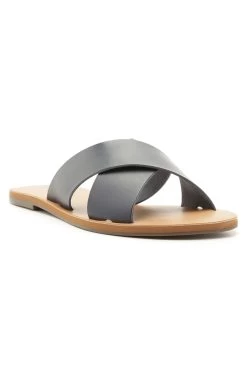 Flat Cross Black Slide -Fashion Clothing Store C3001400040110