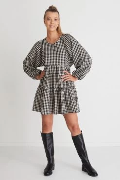 Norma Black Gingham Ls Babydoll Mini Dress -Fashion Clothing Store CA856424 5BBE 4619 8558 D9184A942577 1 105 c