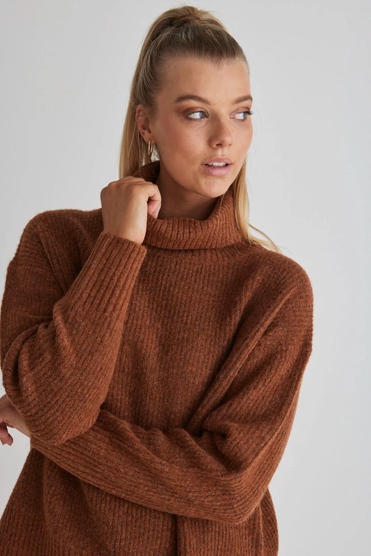 Zee Copper Roll Neck Chunky Knit Jumper 5 Zee Copper Roll Neck Chunky Knit Jumper - Image 3