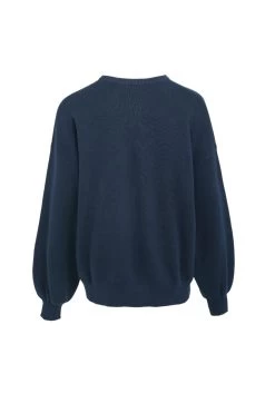 Carefree Navy Slouchy Puff Sleeve Knit -Fashion Clothing Store Carefreeknitnavy2 1