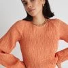 Carly Apricot Shirred LS Crop Top 1 Carly Apricot Shirred LS Crop Top -Fashion Clothing Store Carlytoporange ivyskirtchampange4