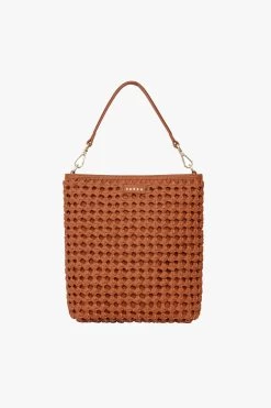 Claudette Tan Braid Leather Shoulder Bag