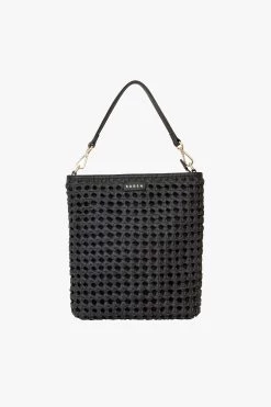 Claudette Black Braid Leather Shoulder Bag