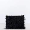 Cleo Black Shearling Small Wristlet Bag 1 Cleo Black Shearling Small Wristlet Bag -Fashion Clothing Store Cleo Black Shaggy Front