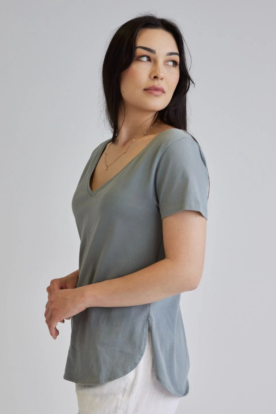 Respect Relaxed Seagrass V Neck Organic Tee 4 Respect Relaxed Seagrass V Neck Organic Tee - Image 2