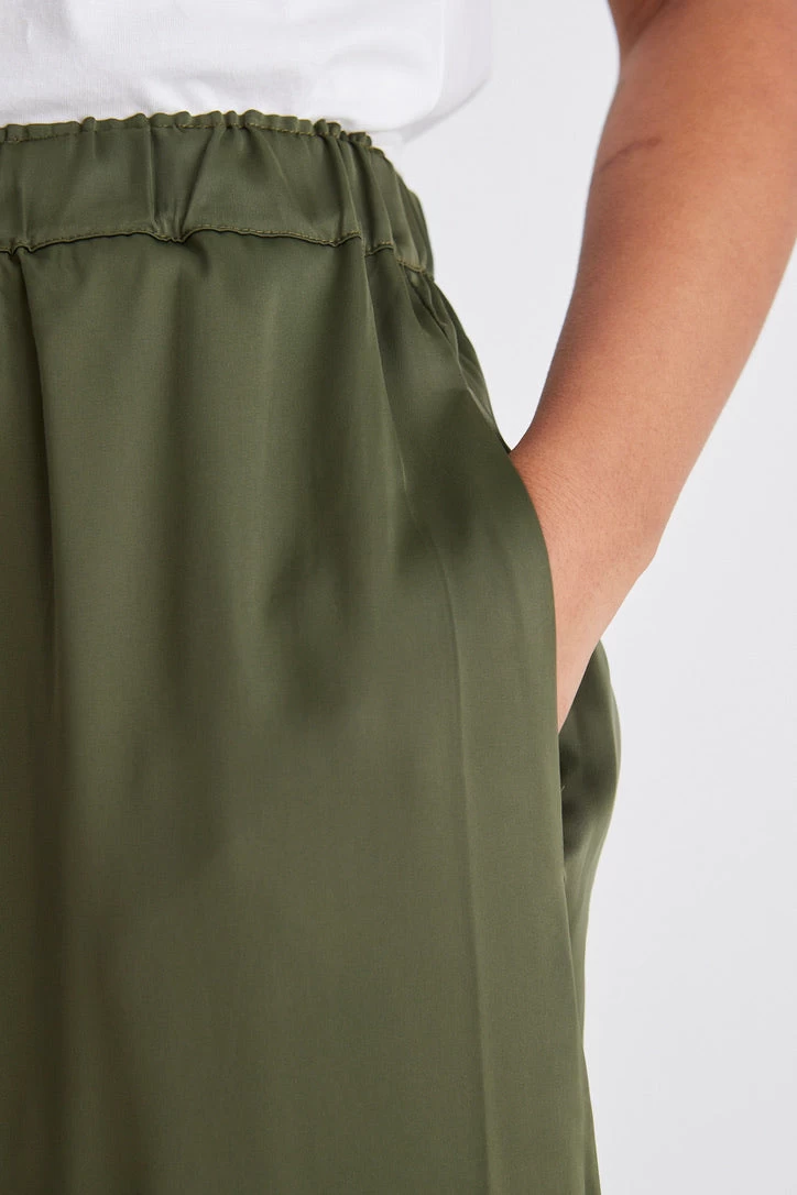 Luxury Khaki Satin Wide Leg Pants 6 Luxury Khaki Satin Wide Leg Pants - Image 4