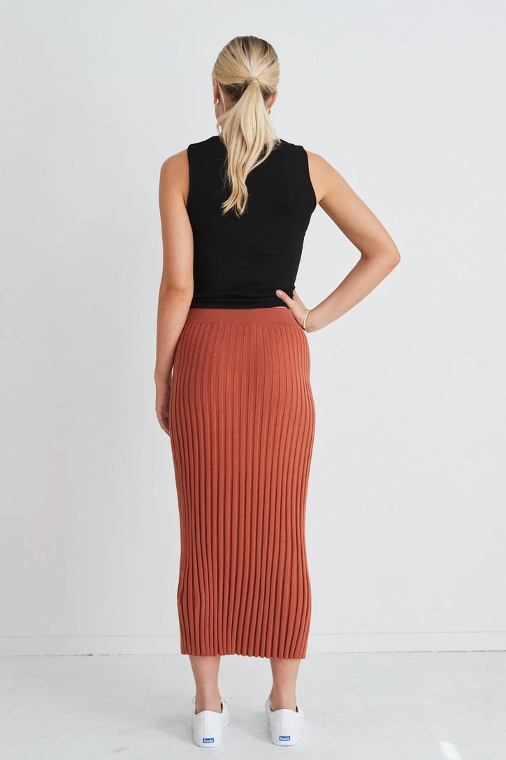 Lime Light Terracotta Rib Knit Skirt 7 Lime Light Terracotta Rib Knit Skirt - Image 5