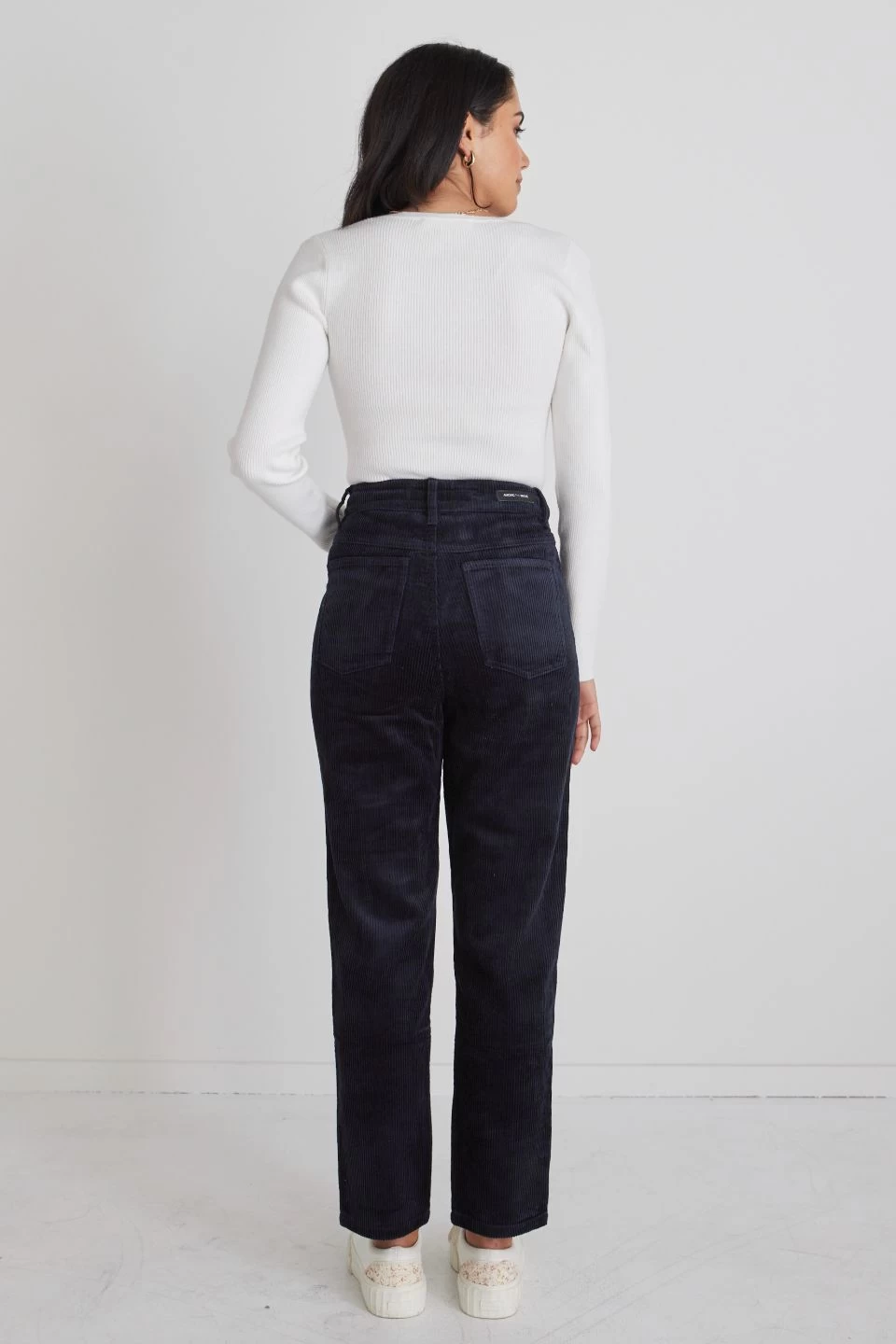 Nelly Navy Cord High Waist Slim Leg Pant 6 Nelly Navy Cord High Waist Slim Leg Pant - Image 4