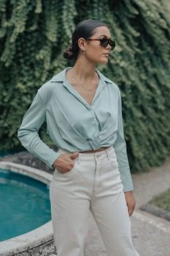 Amalfi Sage Satin Wrap Shirt 13 Amalfi Sage Satin Wrap Shirt -Fashion Clothing Store DE6B96B7 64AC 4B53 8D33 976D802B0398 1 201 a