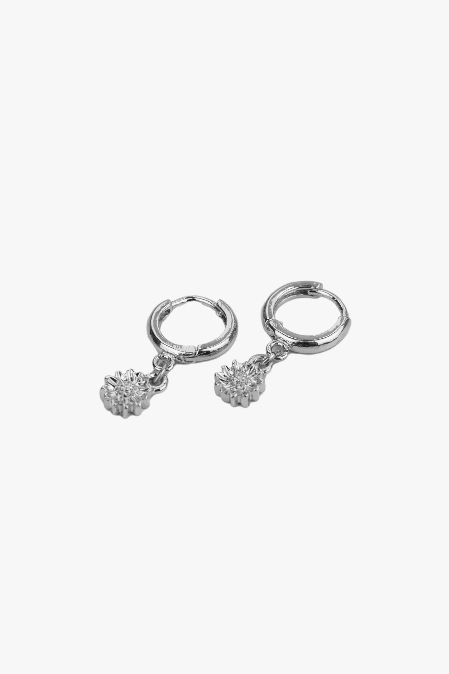 Daisy Rhodium Huggie Hoop Earrings 3 Daisy Rhodium Huggie Hoop Earrings