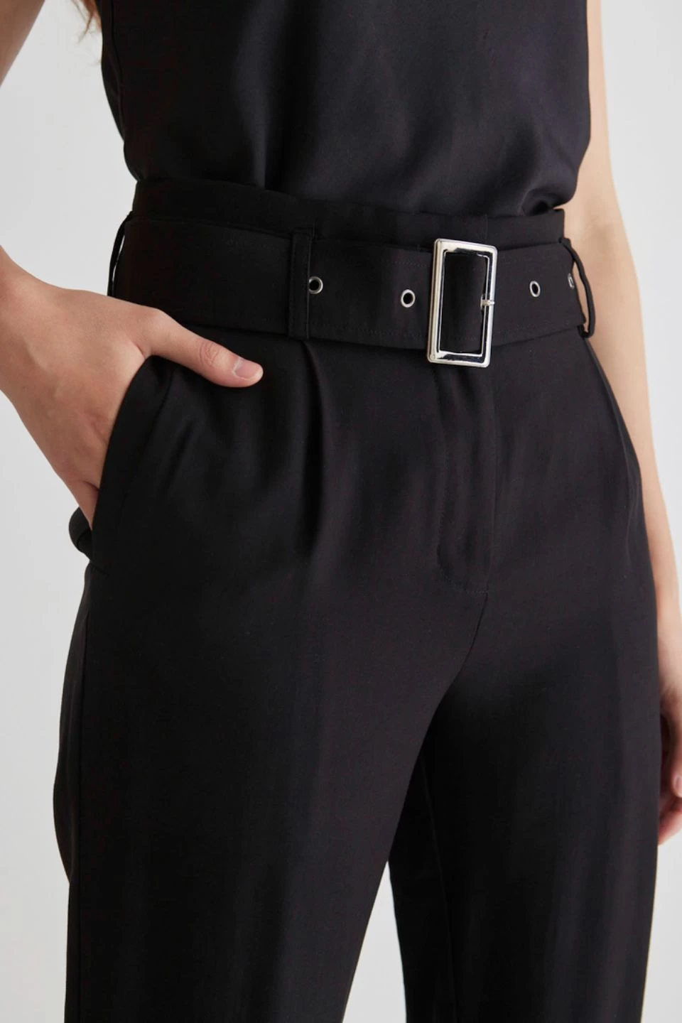 New York Black High Waist Belted Slim Pant 5 New York Black High Waist Belted Slim Pant - Image 3