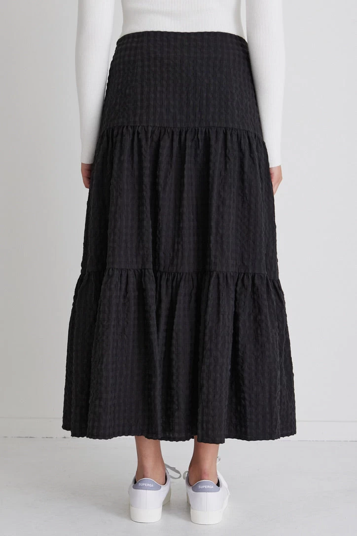 Blazing Charcoal Gingham TieredMidi Skirt 7 Blazing Charcoal Gingham TieredMidi Skirt - Image 5