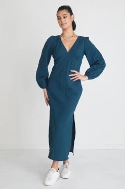 Phoenix Ocean Gingham LS Bias Midi Dress -Fashion Clothing Store E3B0AC42 A8C0 4720 A31E BD436CFE8EDF 1 105 c