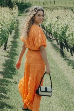 Matilda Tangerine Shirred Cotton Bubble SS Crop Top -Fashion Clothing Store E57508E0 9D89 4F93 99E9 EB81A7C258CF 1 105 c 1