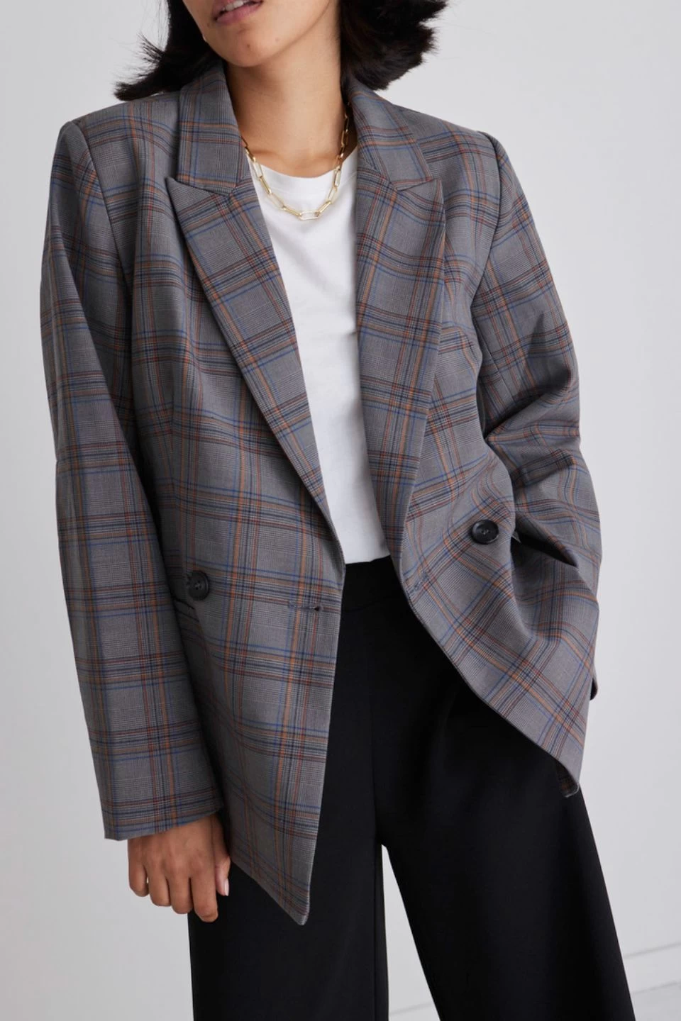 Effortless Brown Check Oversized Single Breasted Boyfriend Blazer 4 Effortless Brown Check Oversized Single Breasted Boyfriend Blazer - Image 2