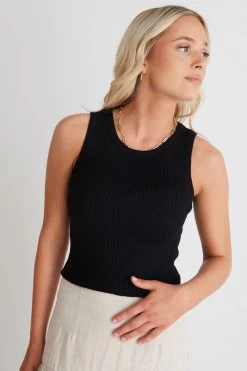 Uptown Black Rib Knit Cut Away Crop Tank -Fashion Clothing Store EA60C33A AB50 42E3 B80F BC97FDBB7F42 1 105 c